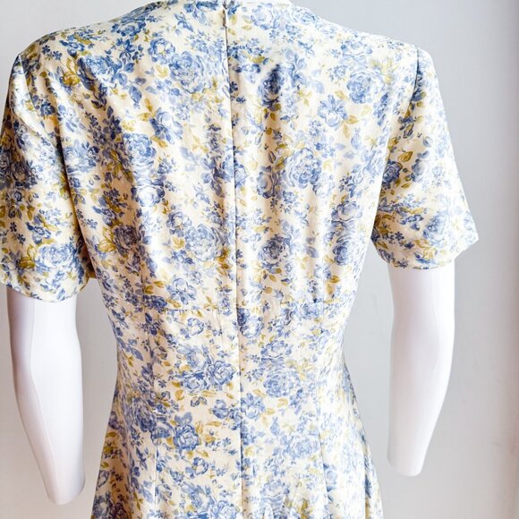 Laura Ashley Blue and Yellow Floral Midi Dress - Picture 6 of 9